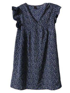 Ranlege Womens Navy Floral Print  Mini Dress Size Medium